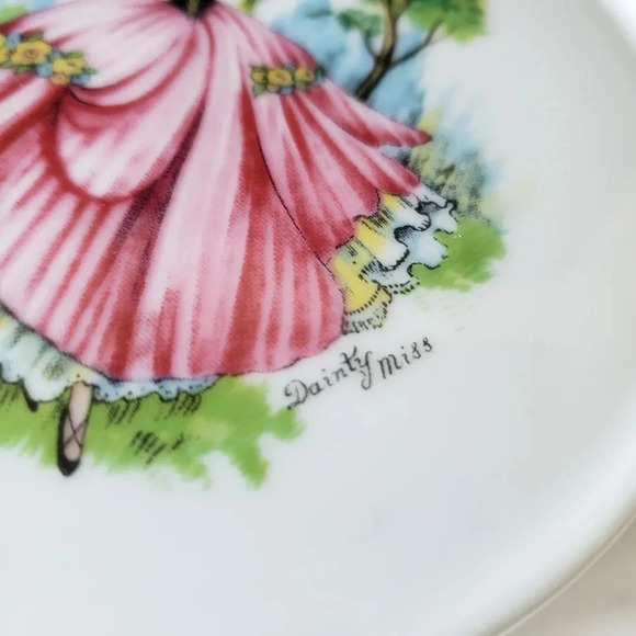 Vintage Dainty Miss Porcelain/Wood  Mini Tea Bag Plates. - Picture 5 of 8